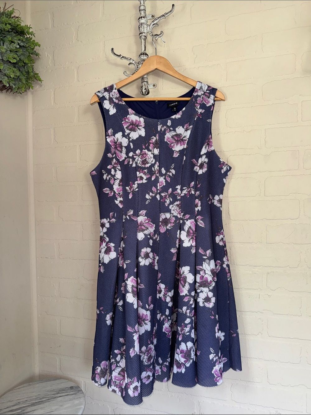 Torrid purple dress Floral Sleeveless Fit & Flare Dress NEW